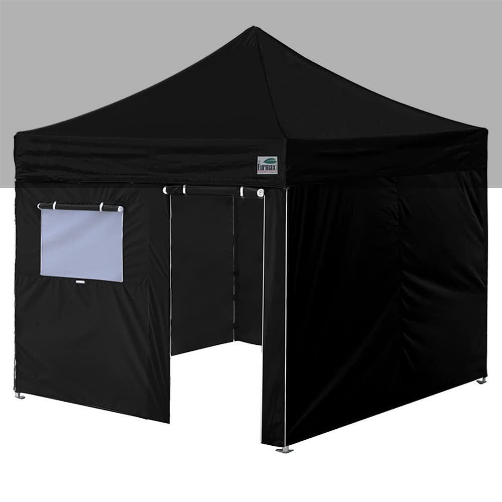 Eurmax front view showing four black sidewalls for privacy and weather protection