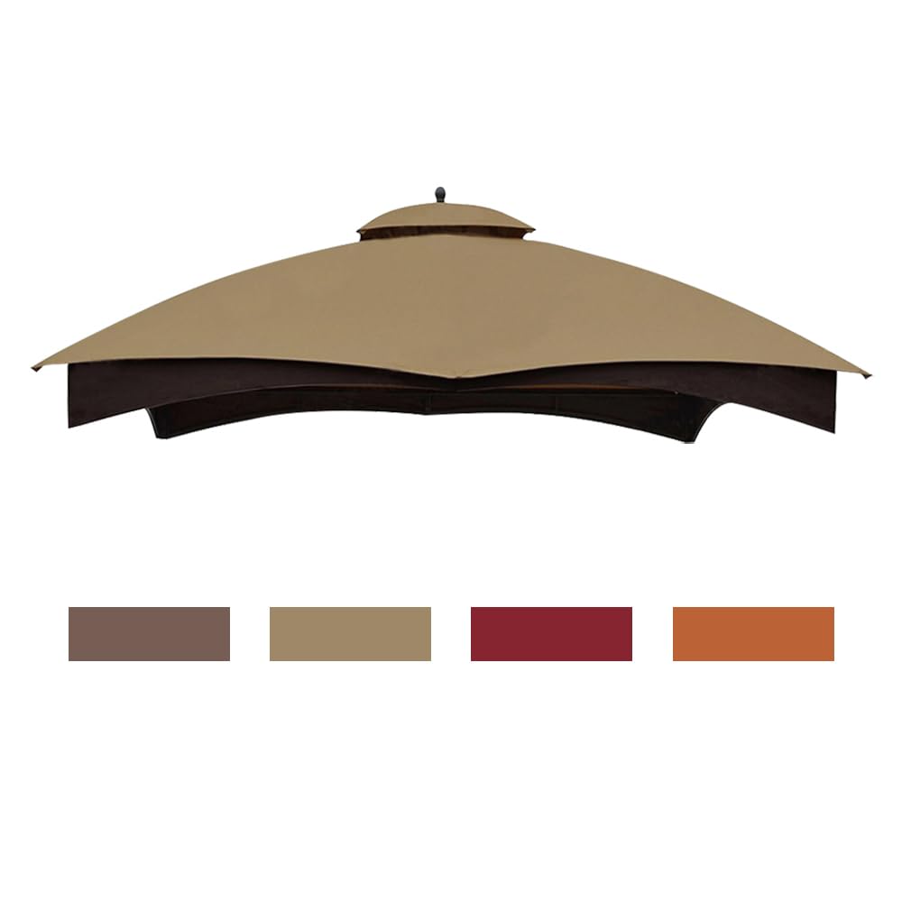 Eurmax khaki front view canopy top fitting gazebo, restores appearance and shelter