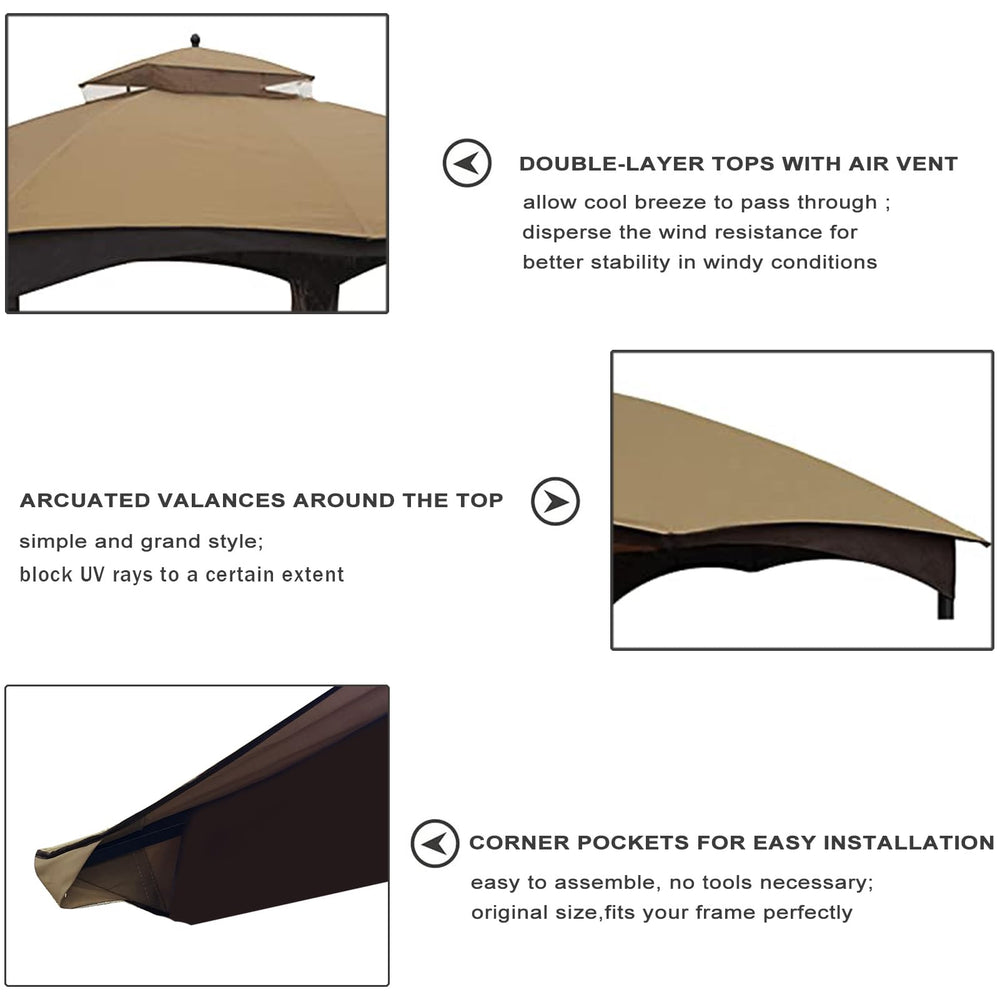 Eurmax canopy next to person and furniture for size and scale clarity