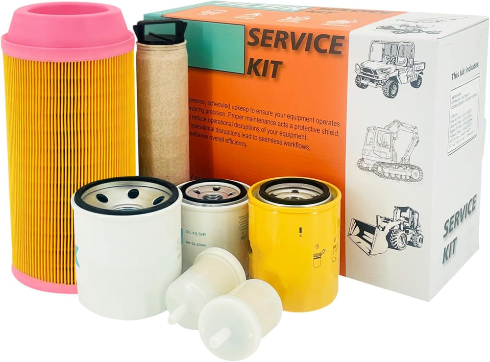 Euros filter kit front packaging showing included parts and fitment for Kubota mowers