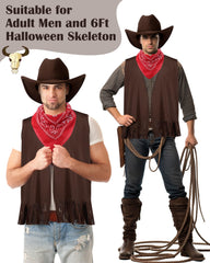 Eurzom red bandana tied around skeleton neck illustrating secure styling