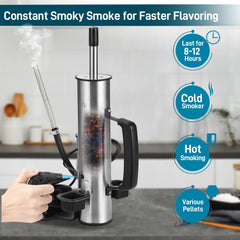 EUTRKei installed inside a grill demonstrating compatibility and added smoke