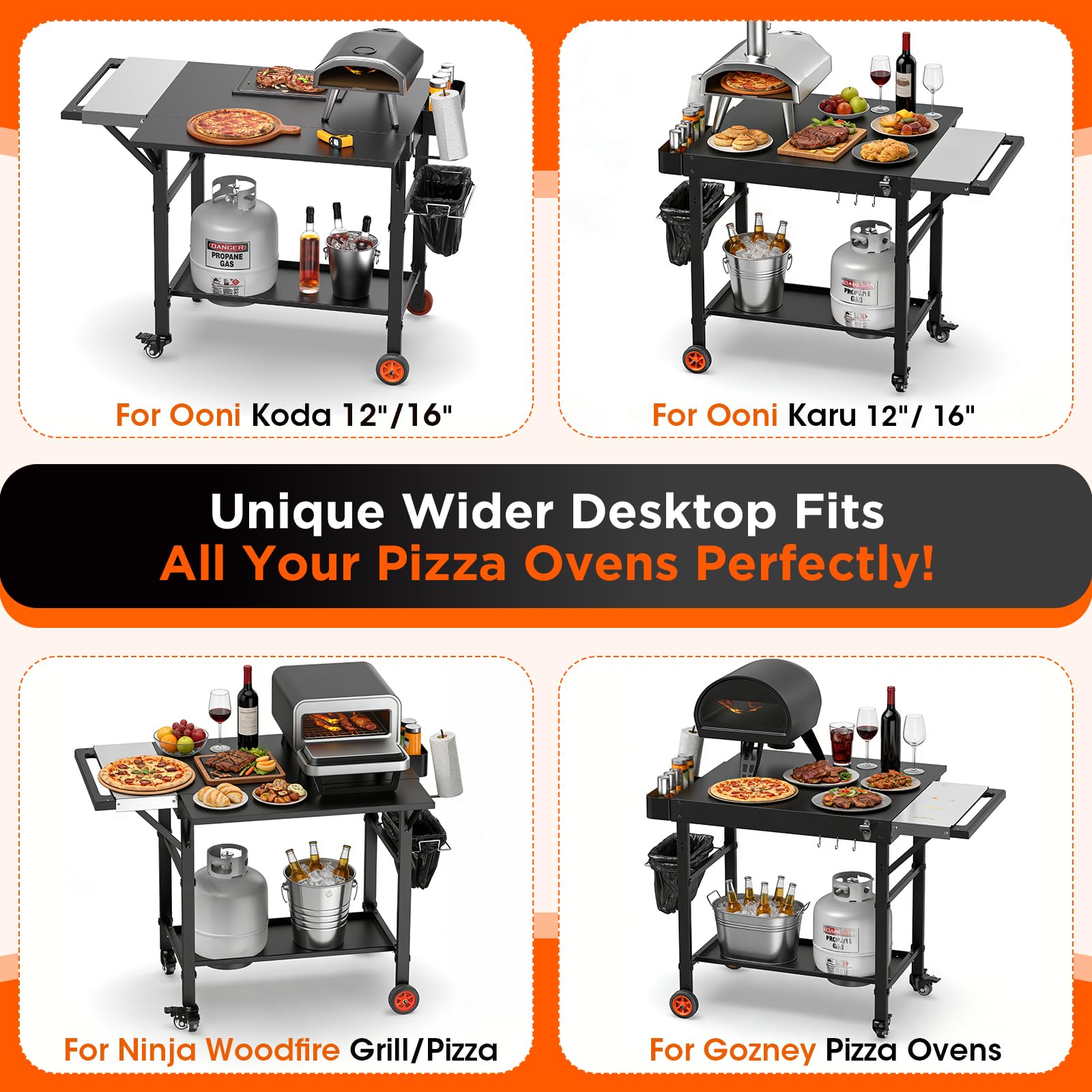 EUTRKei propane tank holder and lower shelf for safe storage