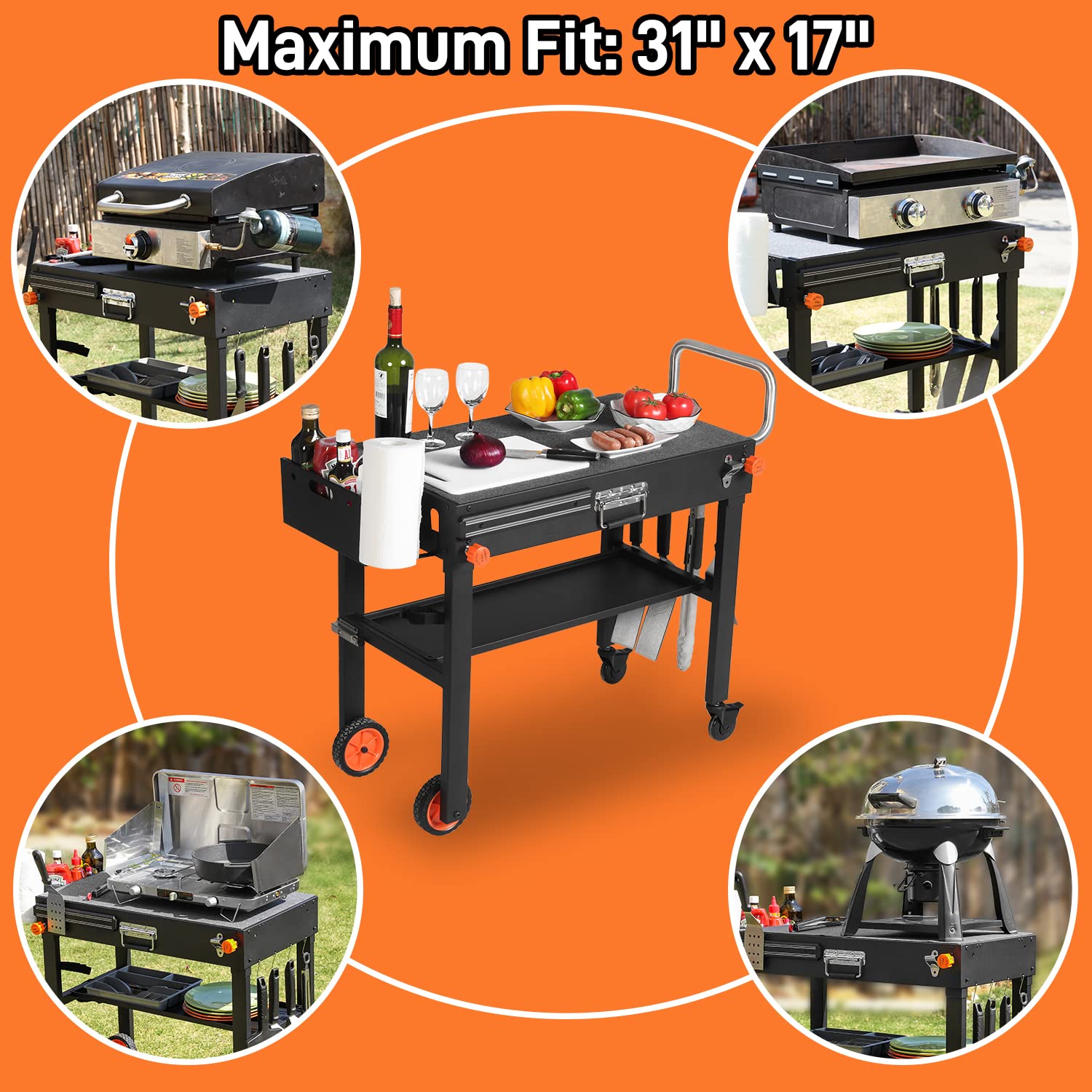 EUTRKei wheeled legs and handle in motion for easy transport to your site