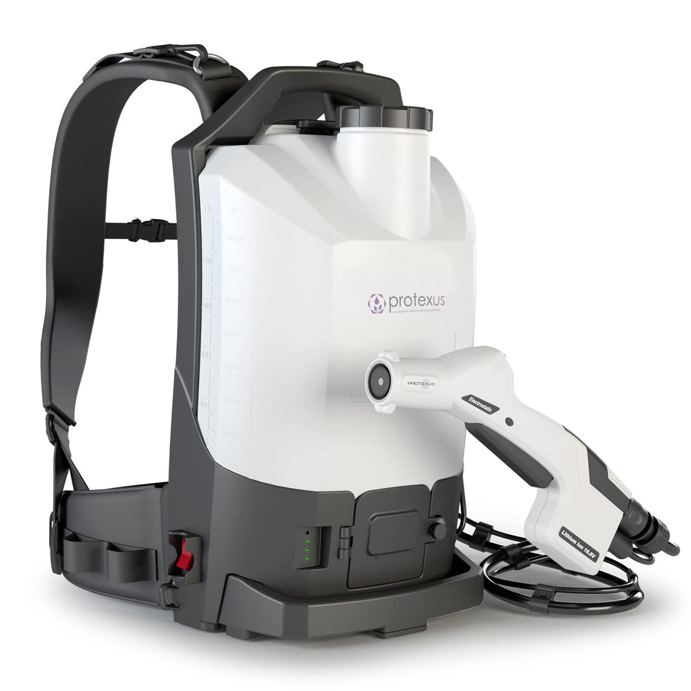 EvaClean Protexus worn by operator for scale demonstrating lightweight portability