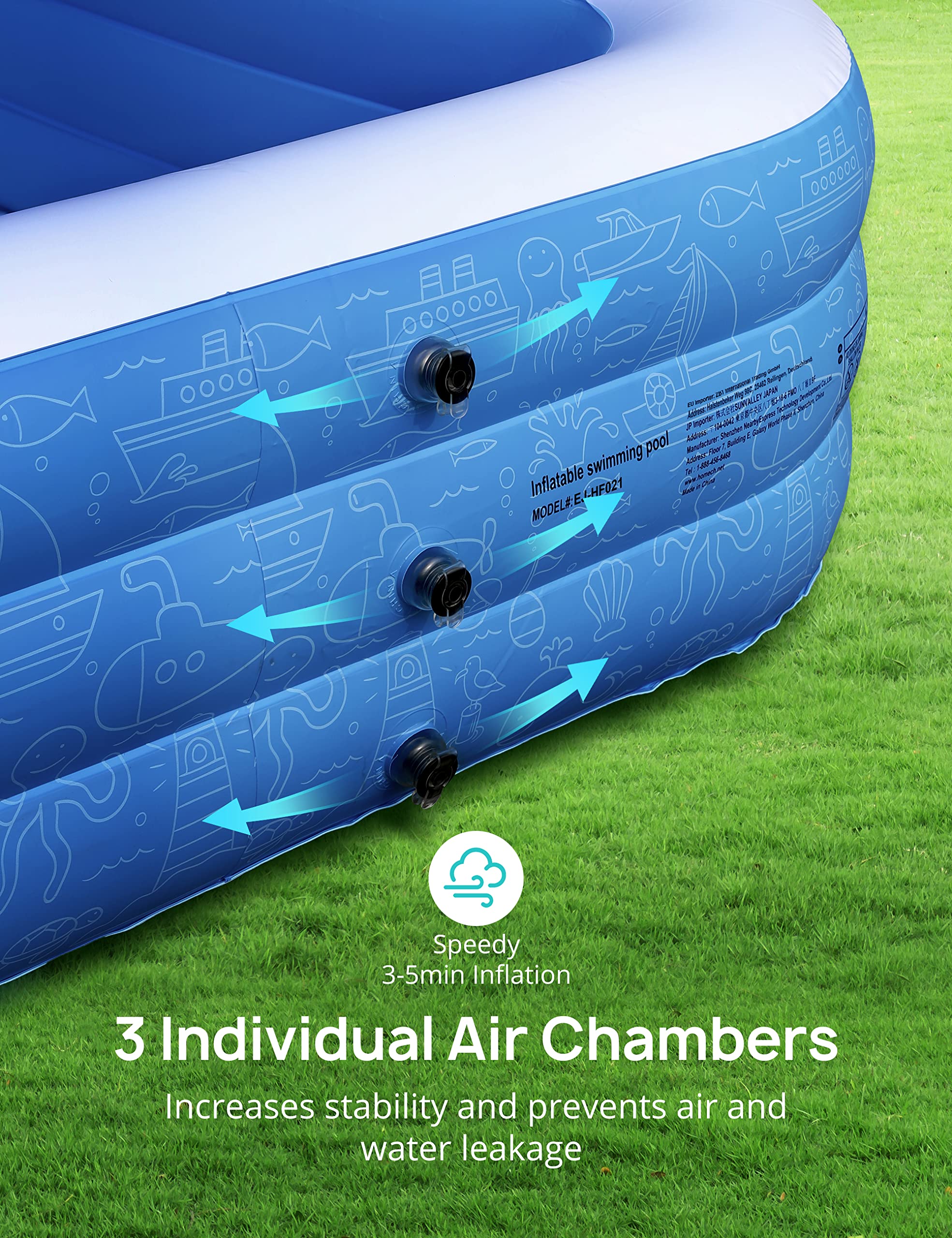 EVAJOY folded pool in storage illustrating compact portability
