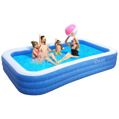 EVAJOY front view of inflated pool showing roomy family space and safety