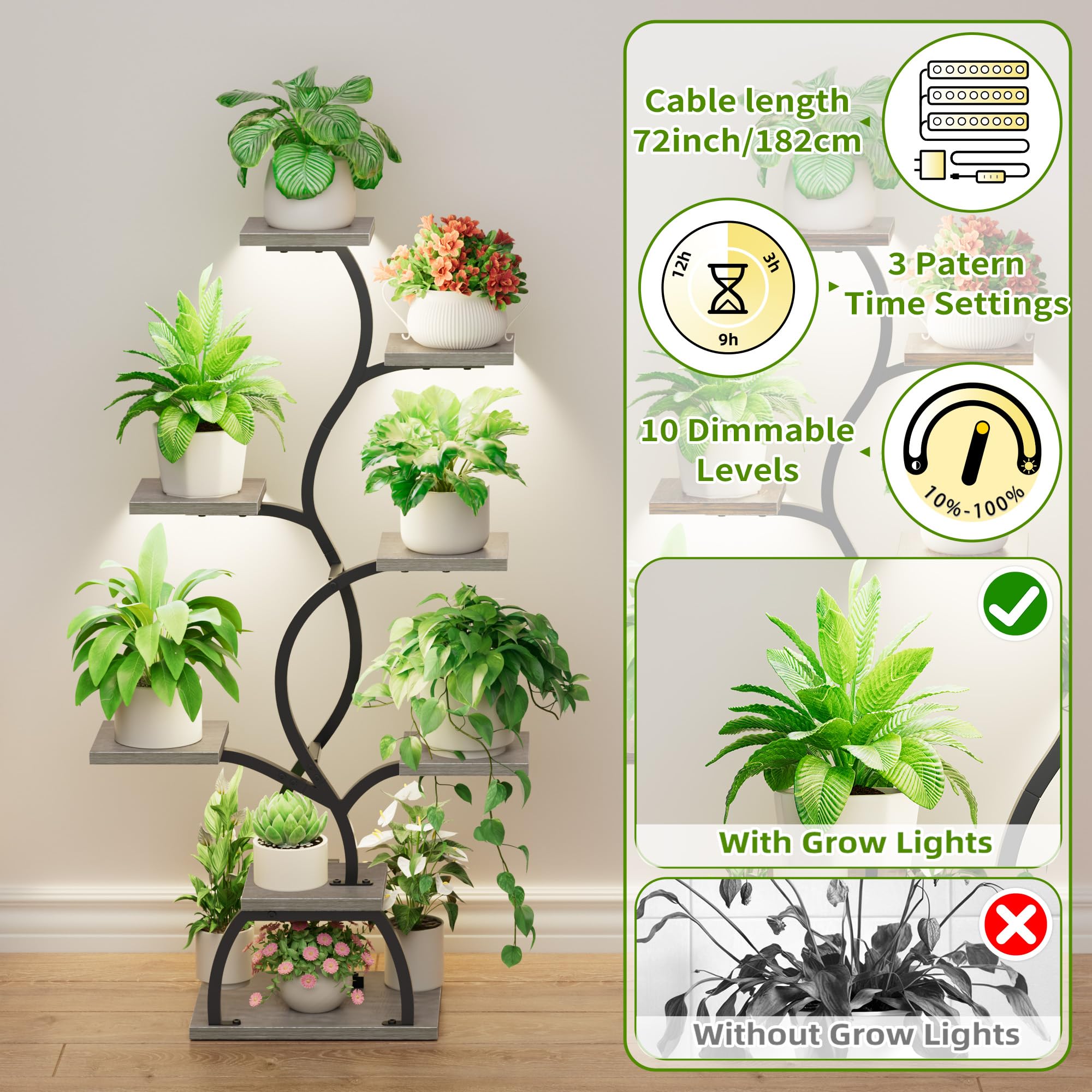 EVAWOO sturdy iron base and frame detail showing stability for multiple pots and safety