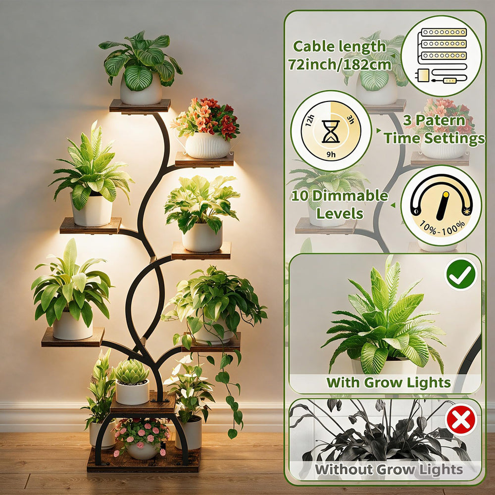 EVAWOO plant stand in living room styled with mixed pots adding decor and greenery