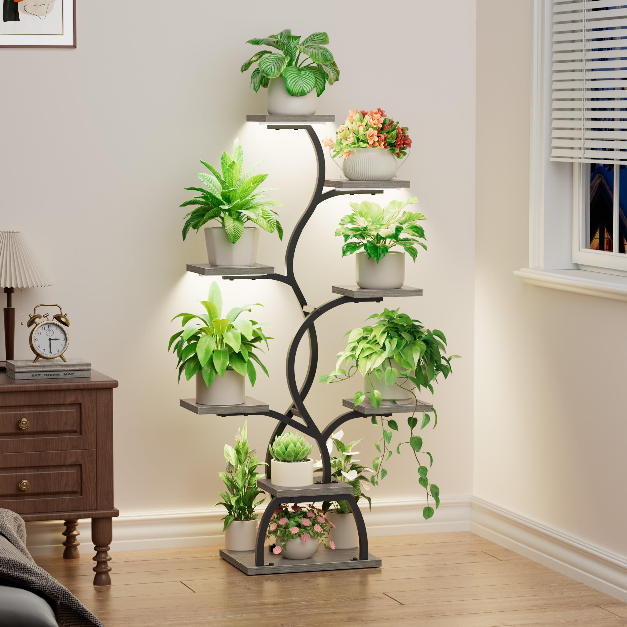 EVAWOO LED panel and timer control close-up showing easy scheduling for consistent plant light
