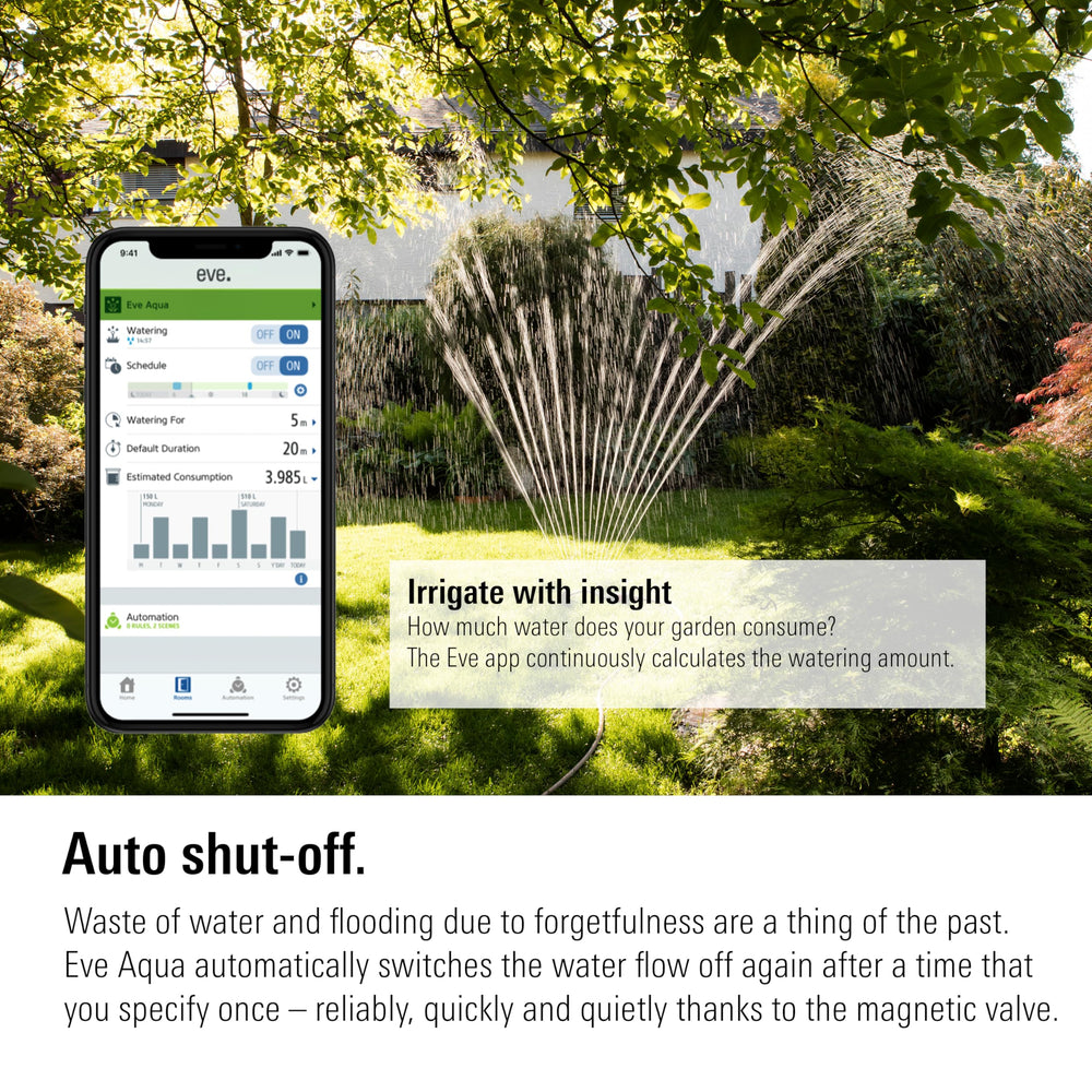 Eve Aqua schedule in Home app screenshot showing easy setup and precise timing