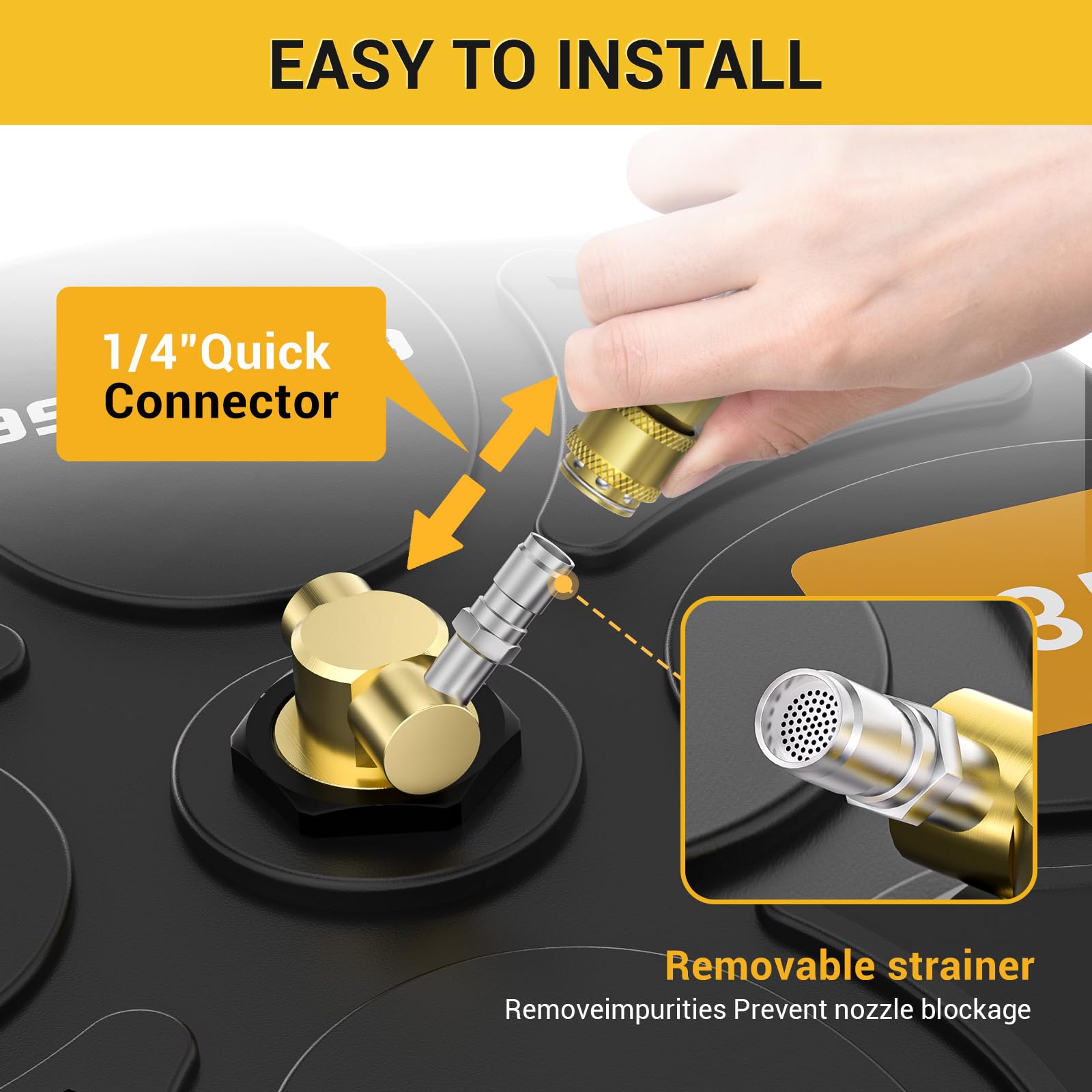 EVEAGE quick-connect and two extension wands for fast hookup and extended reach