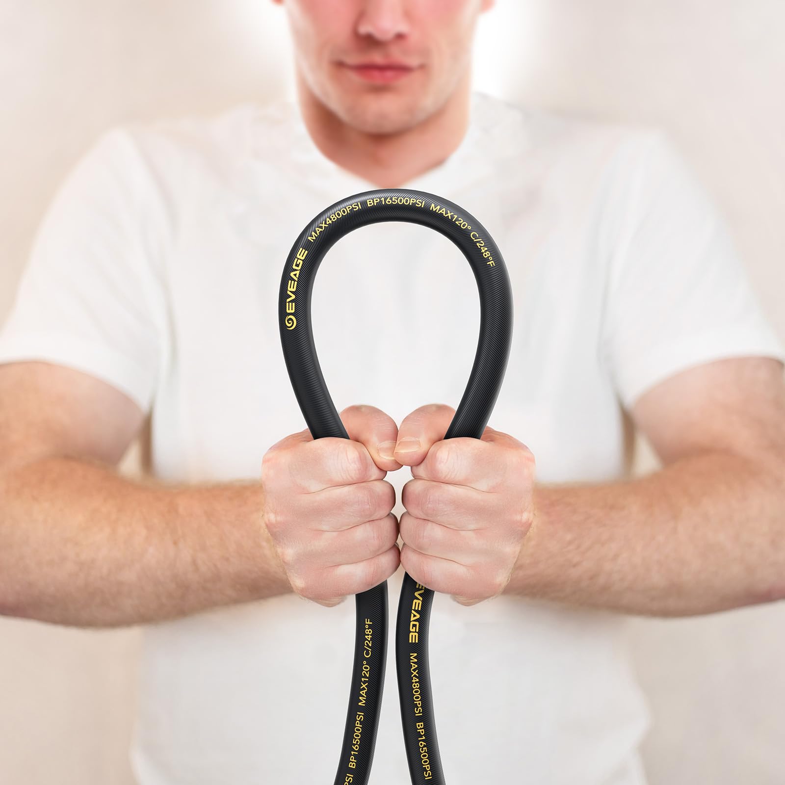 EVEAGE hose connected to pressure washer cleaning a driveway efficiently