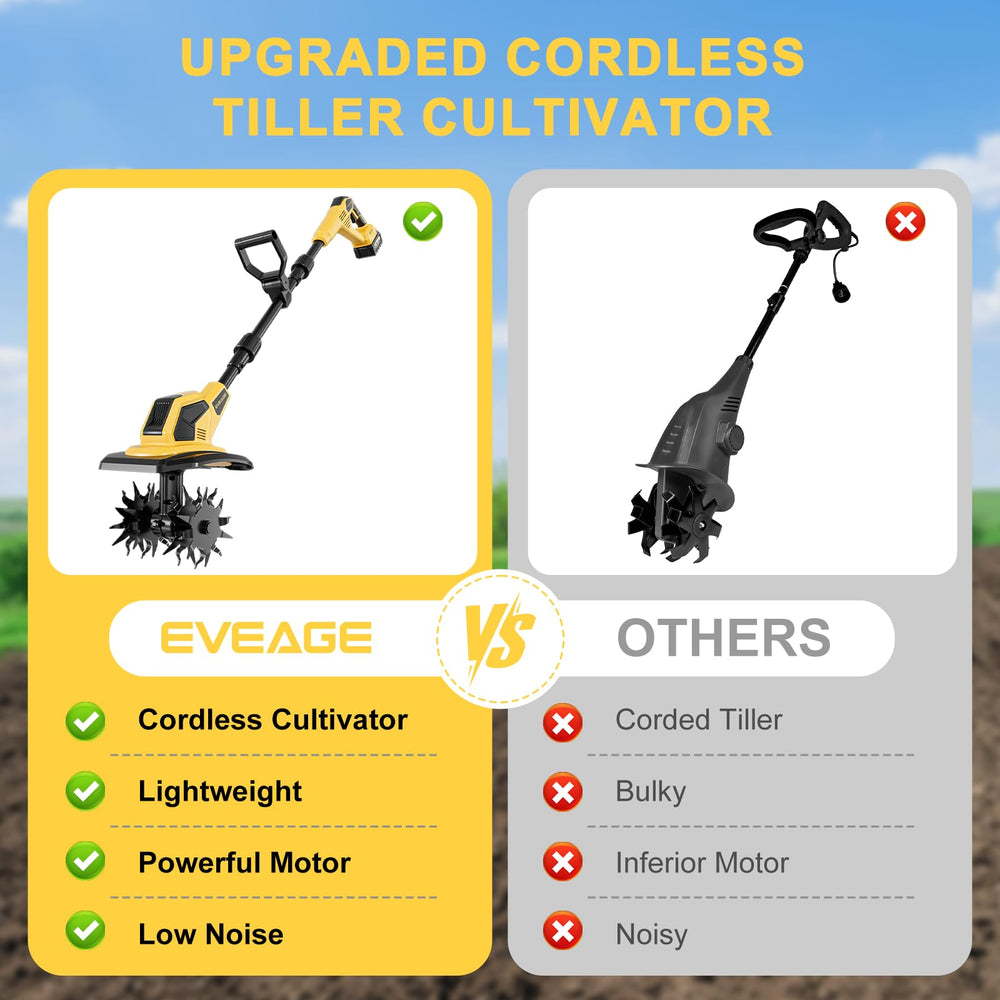 EVEAGE cultivator in raised bed speeding garden soil preparation