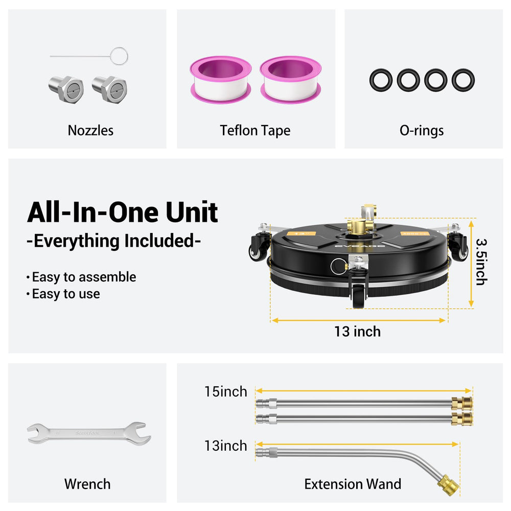 EVEAGE size comparison with hose showing compact fit for small washers
