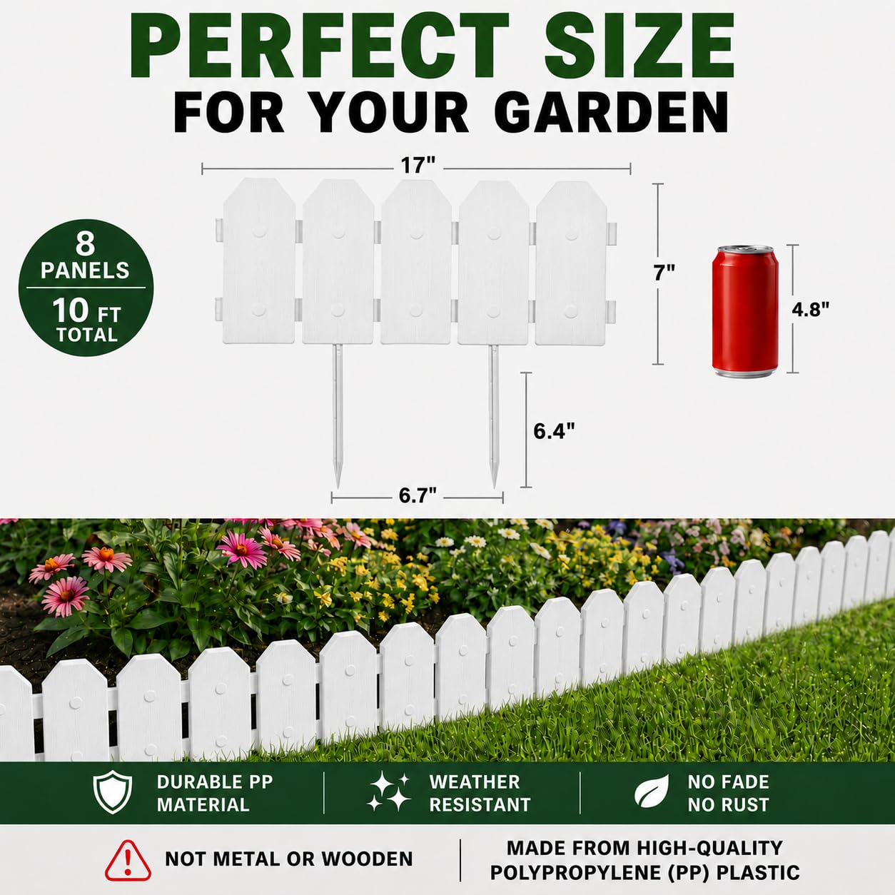 Evelyne linked panels in straight line creating tidy lawn edge barrier