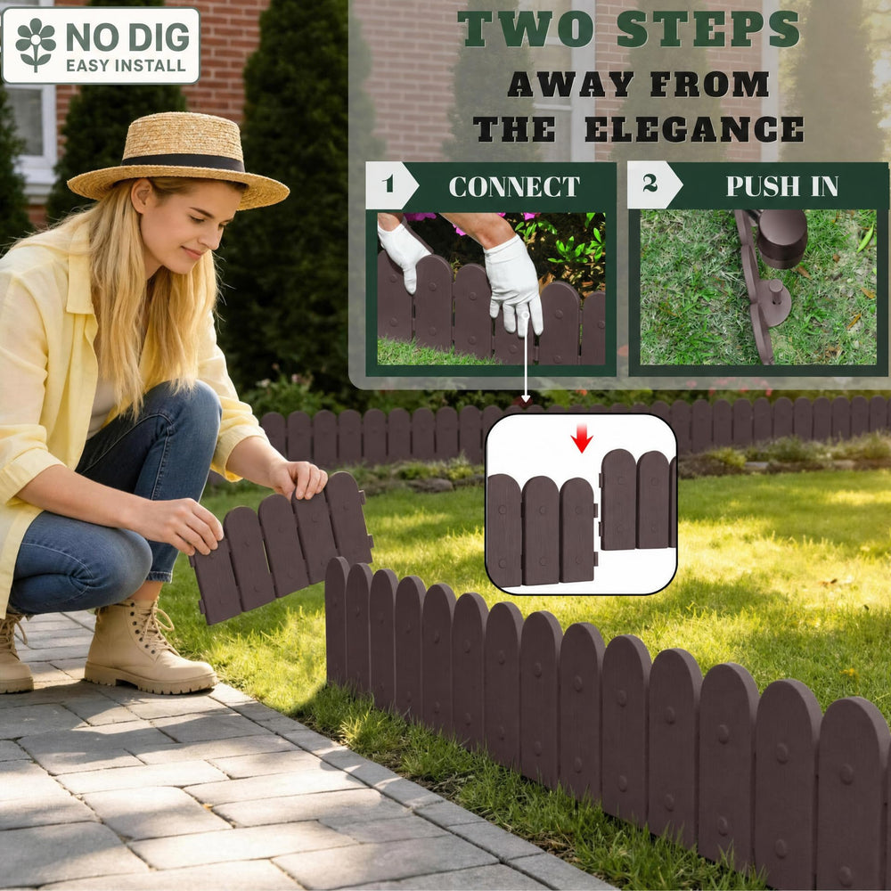 Evelyne next to a ruler showing dimensions and easy-planning benefit