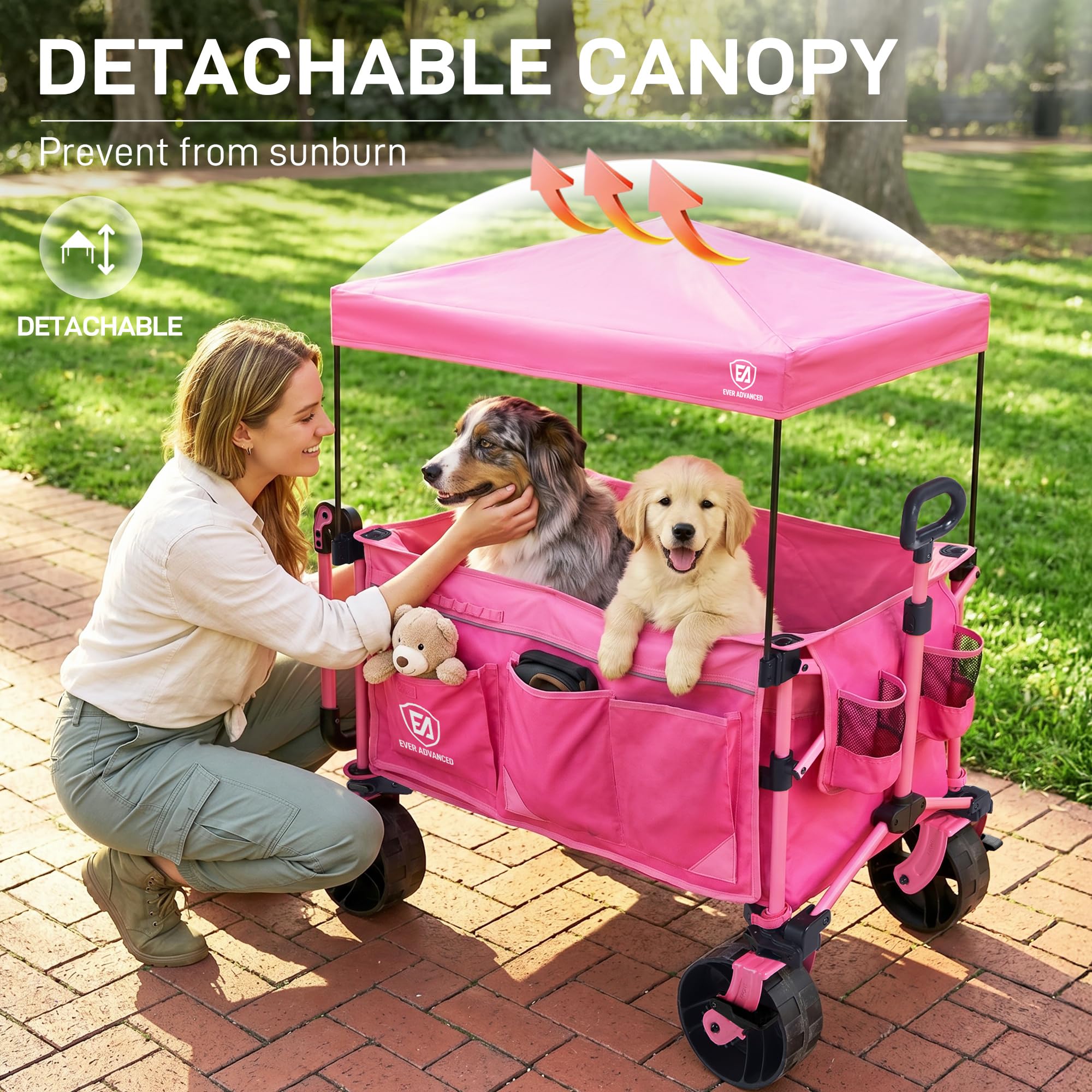 EVER ADVANCED detachable canopy close-up protecting cargo from sun
