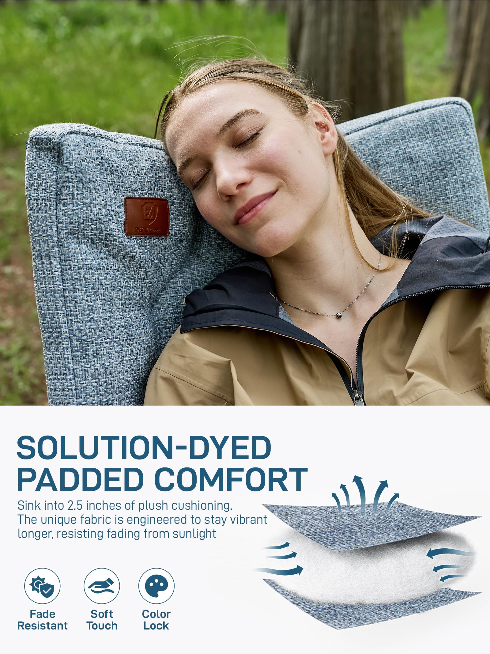 EVER ADVANCED close-up of solution-dyed fabric showing soft texture and fade resistance