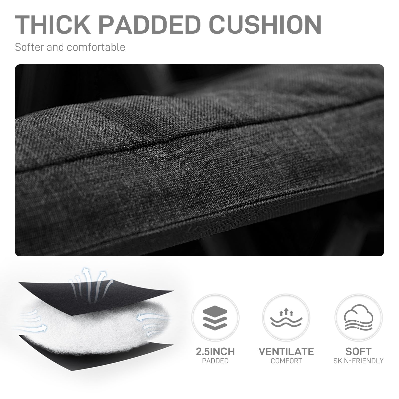 ever advanced closeup padded fabric showing cushioning and durable stitch benefit long comfort