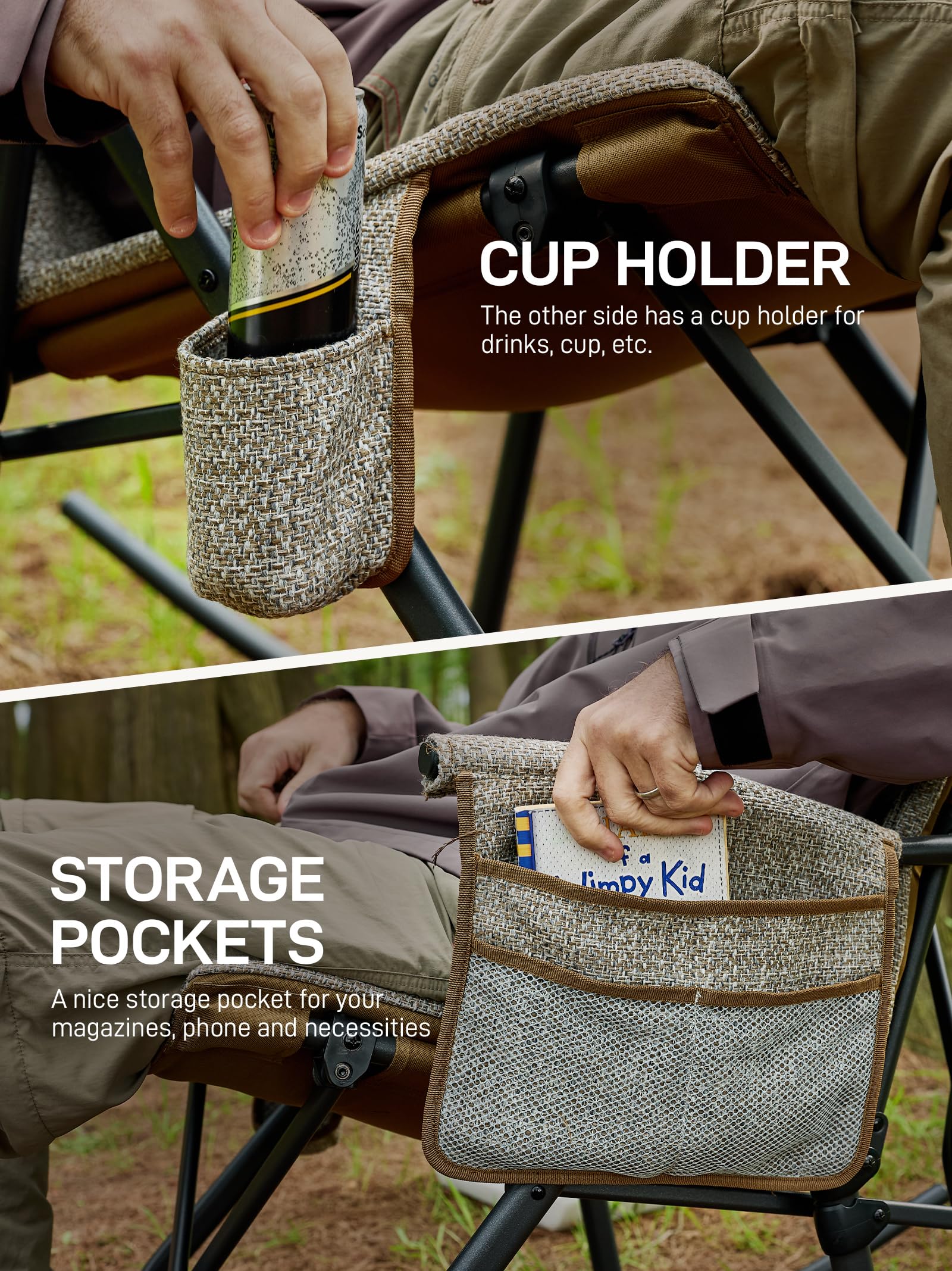 EVER ADVANCED built-in cup holder and side pockets, organization and convenience