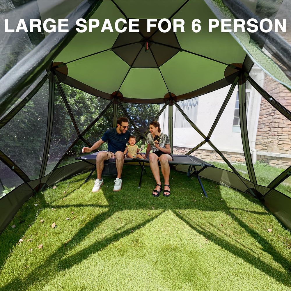 EVER ADVANCED folding frame action illustrating one-minute pop-up convenience benefit