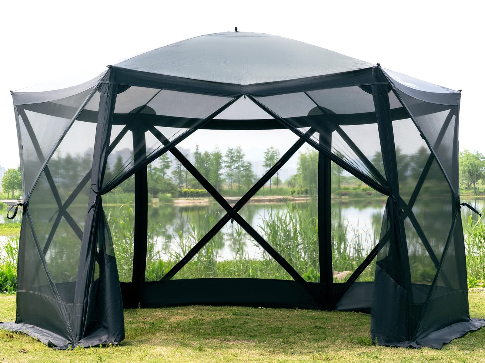 ever advanced front assembled gazebo showing full coverage and quick setup benefit