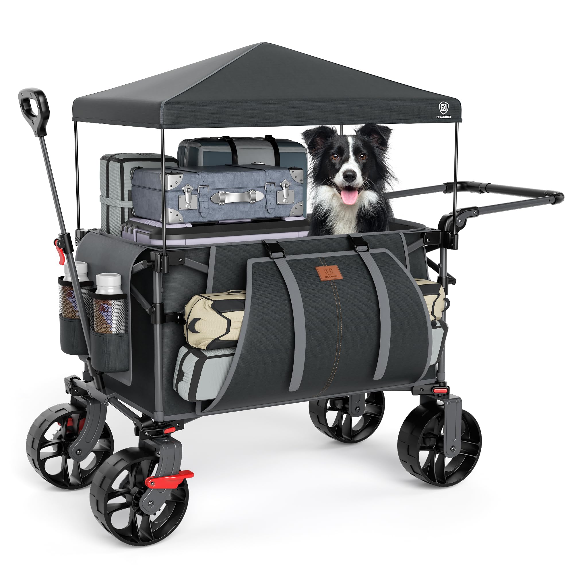 EVER ADVANCED front profile open wagon showing spacious cargo and sturdy frame for easy hauling