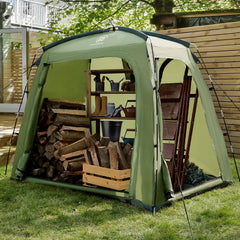 EVER ADVANCED front view of bike shed showing shelter and easy access benefit