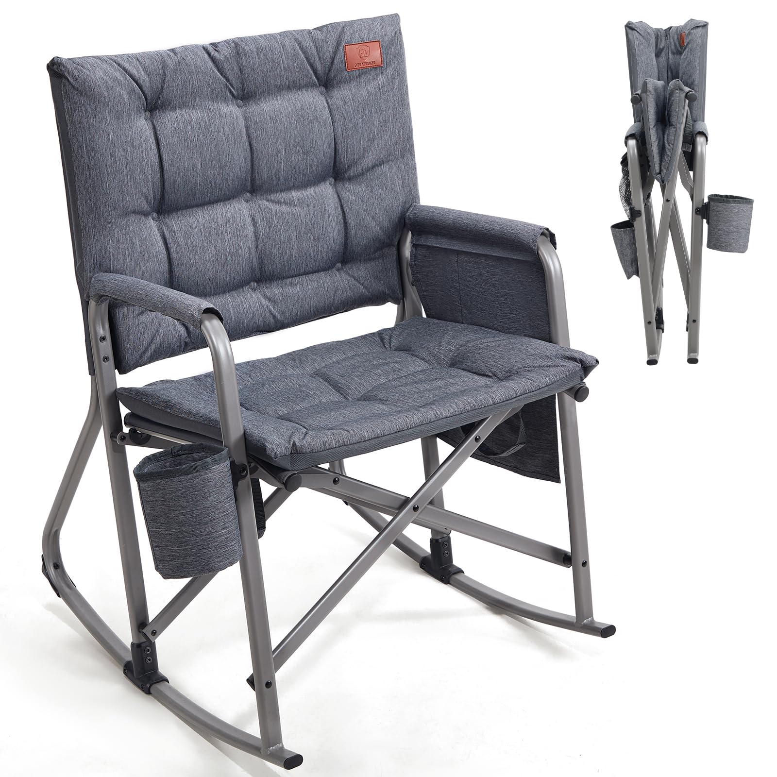 EVER ADVANCED front view folded rocker showing portability and compact storage benefit