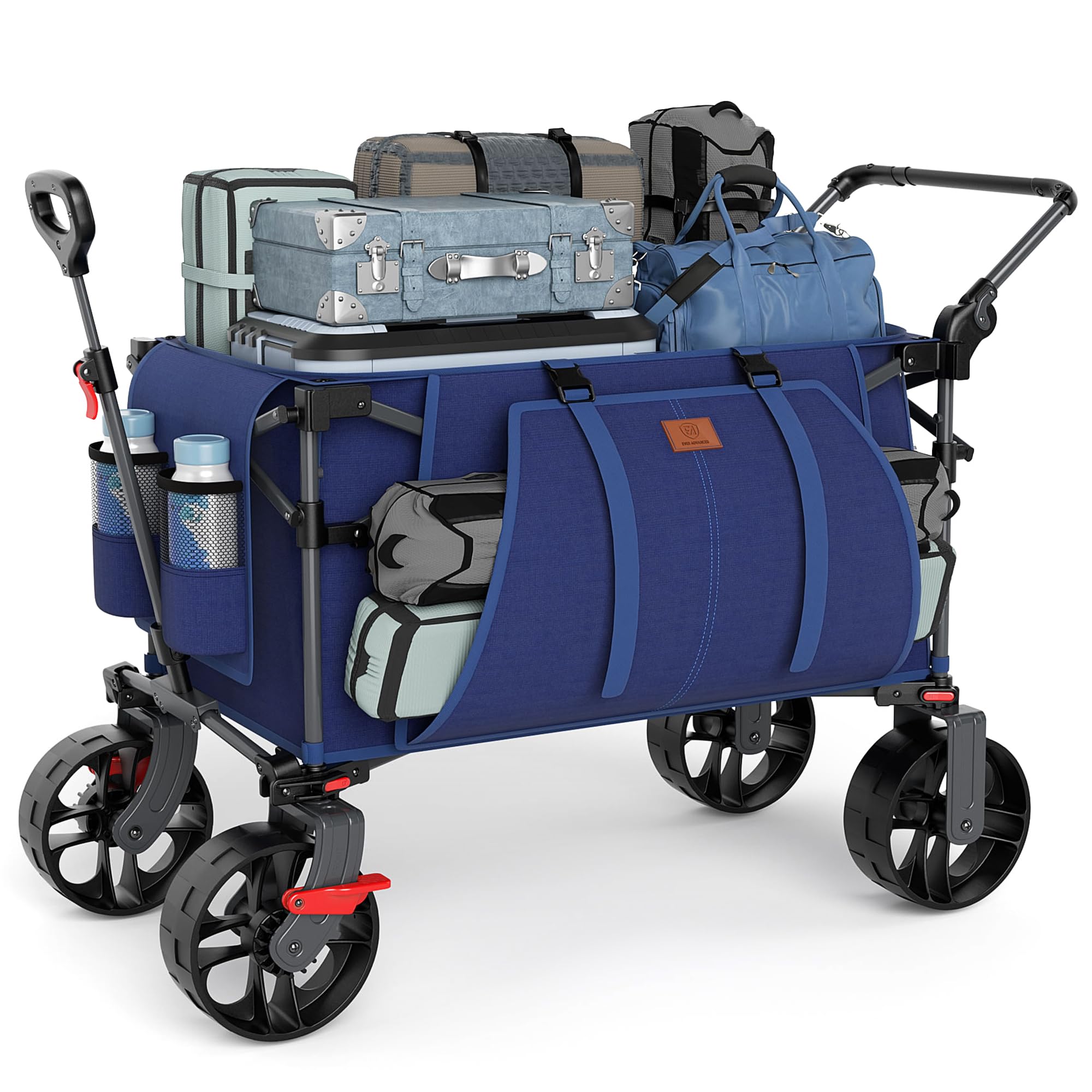 EVER ADVANCED front view of folded wagon showing compact storage benefit