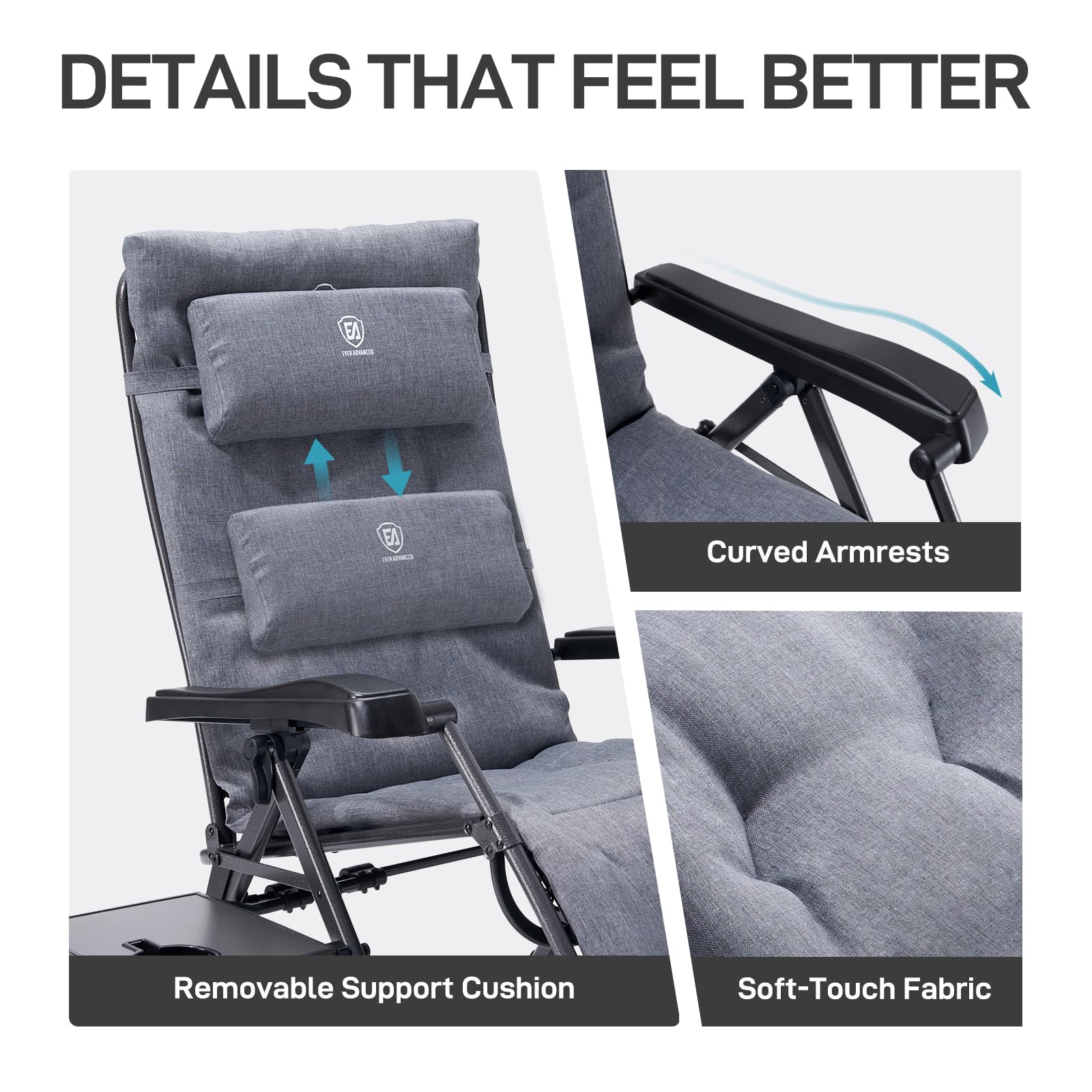 EVER ADVANCED adjustable headrest demonstrating customizable support