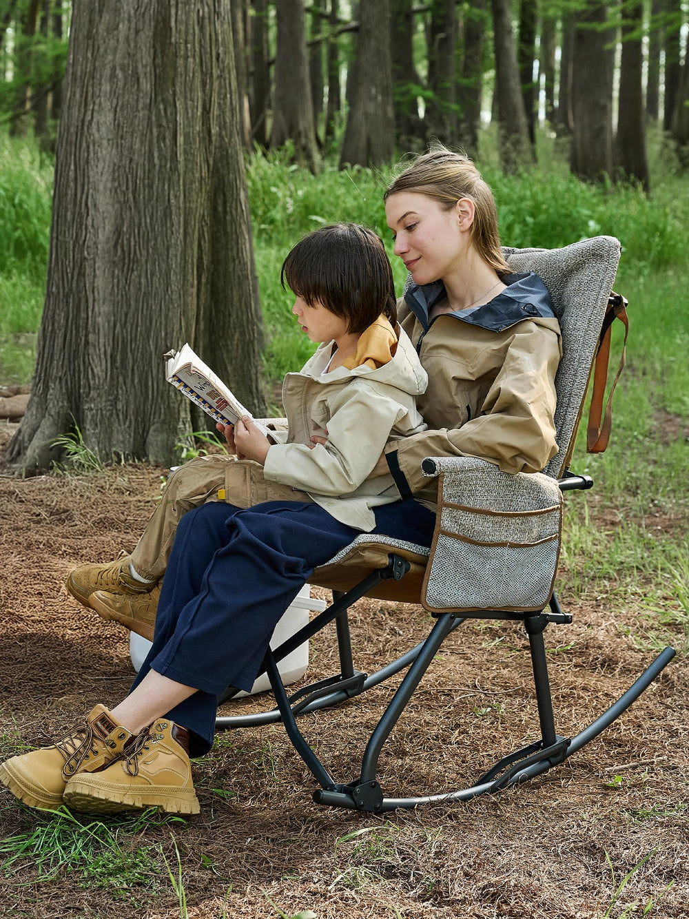 EVER ADVANCED chair in backyard lifestyle setting, comfortable outdoor relaxation