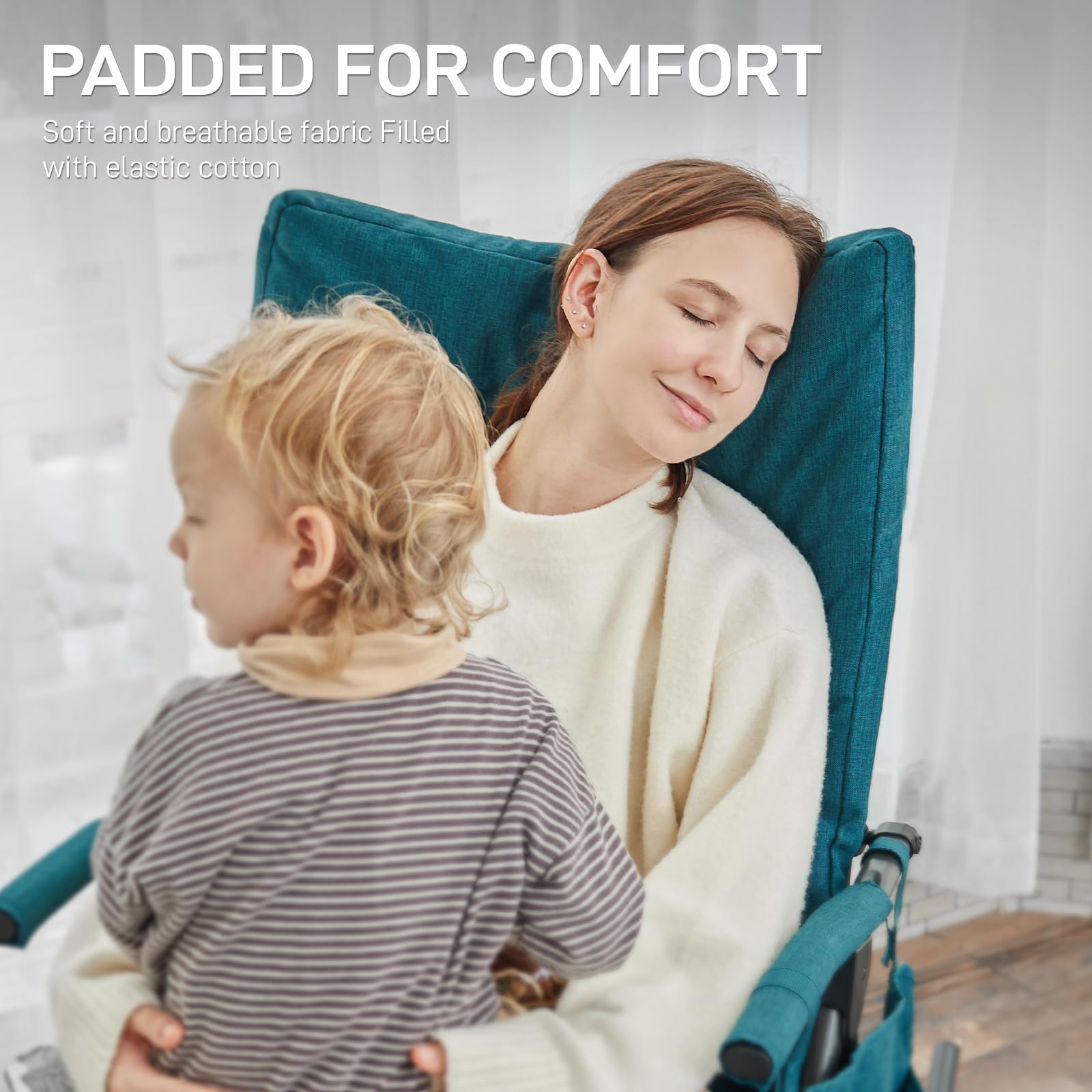EVER ADVANCED close up of padded seat fabric illustrating cushioned comfort
