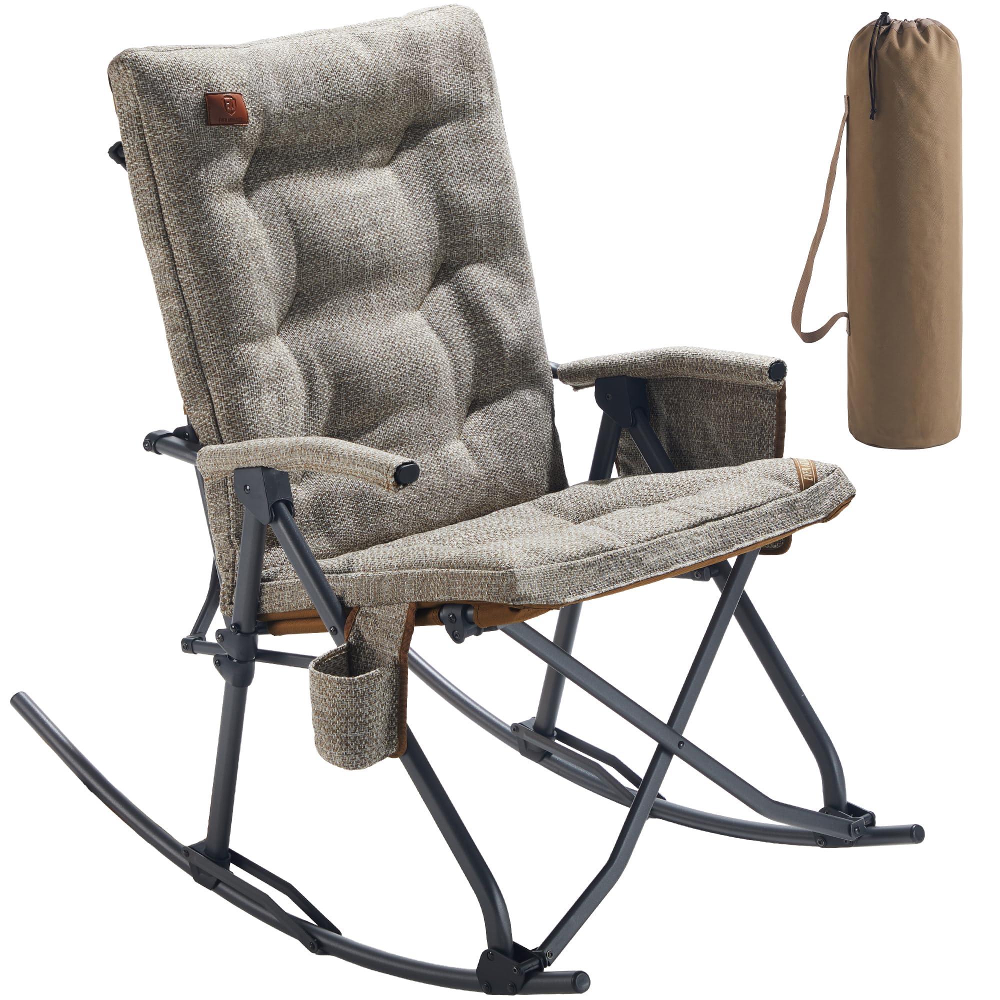 EVER ADVANCED front view showing roomy padded rocking chair, durable outdoor seating