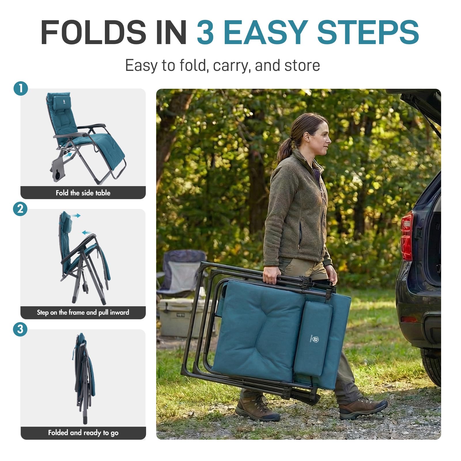EVER ADVANCED side table close-up keeping drink and phone within easy reach