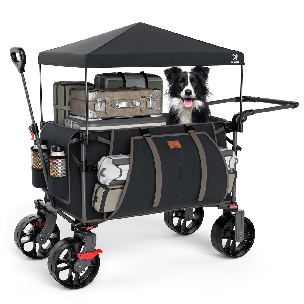 EVER ADVANCED front view showing folded wagon and compact storage benefit