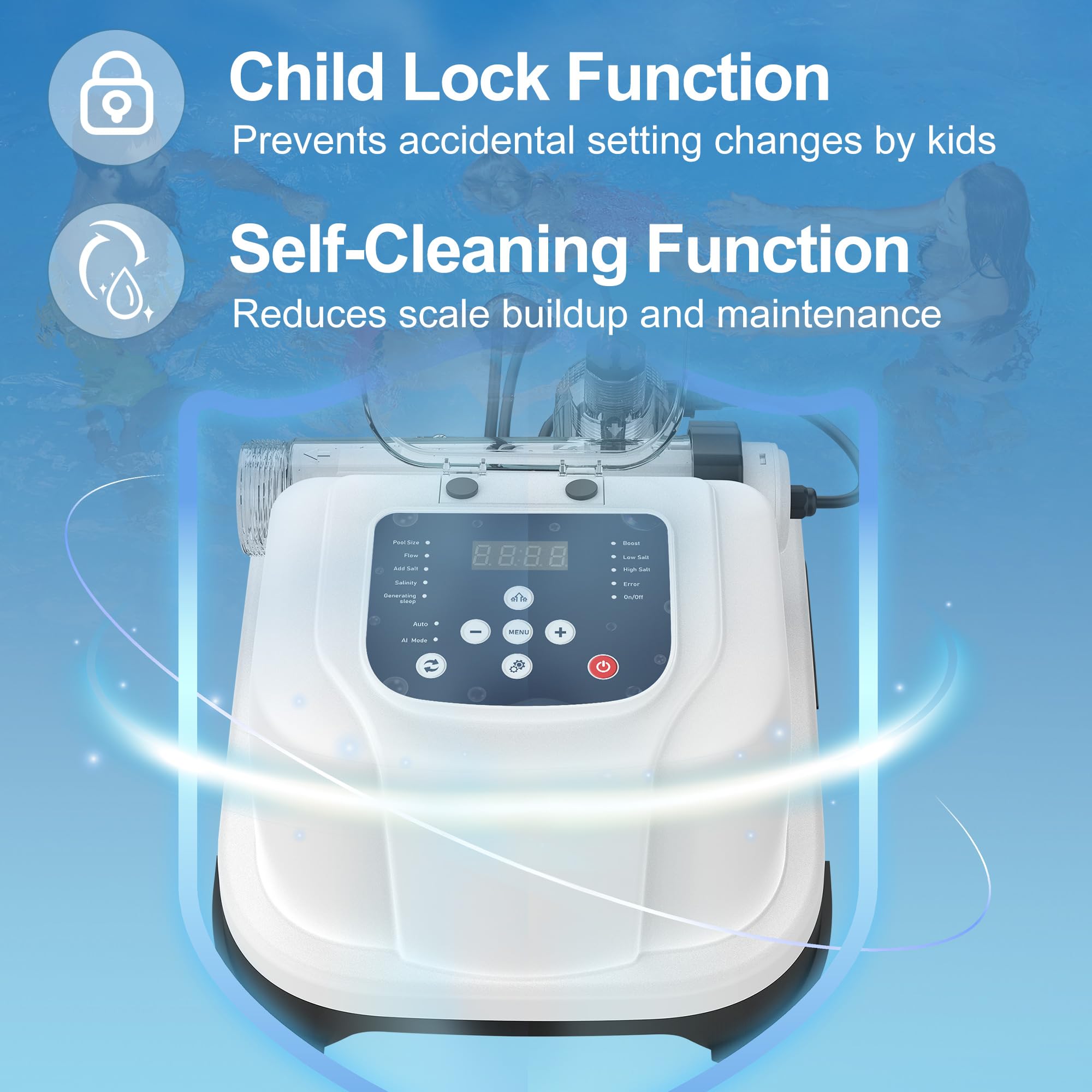 EverCrystal test strips and pool salt kit demonstrating simple water quality checks