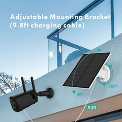 EverExceed 9.8ft cable plugged into camera showing extended placement convenience