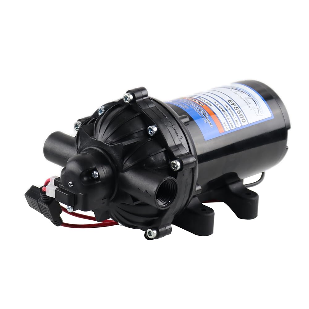 Everflo EF5500-BOX front view showing pump body and 1/2" FNPT outlet for easy replacement