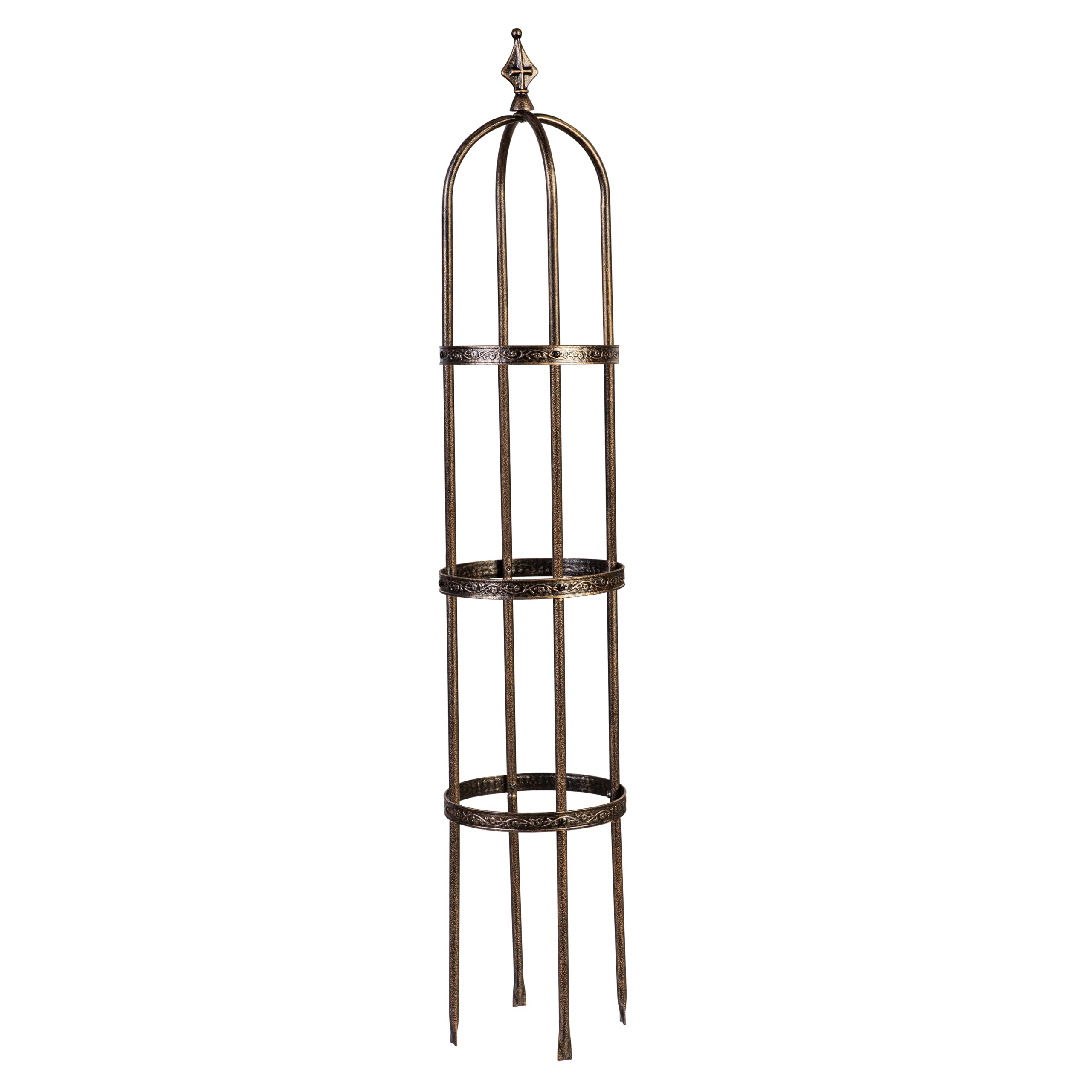 Evergreen 5 ft obelisk front view showing stable rustproof support and decorative appeal