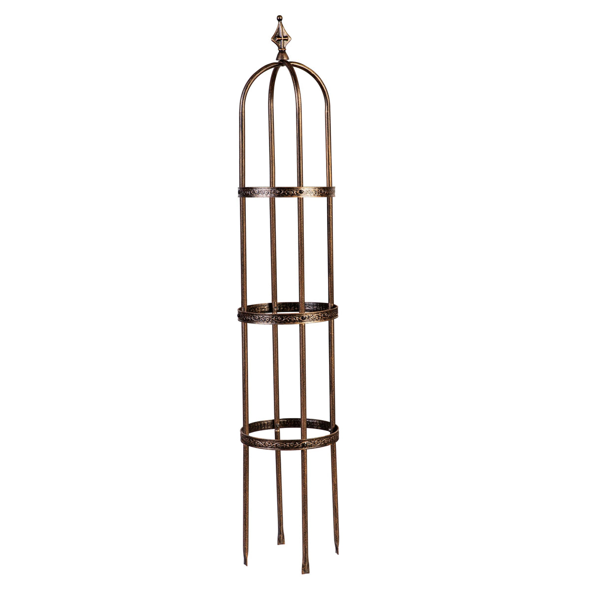 Evergreen 5 ft obelisk front view showing stable rustproof support and decorative appeal