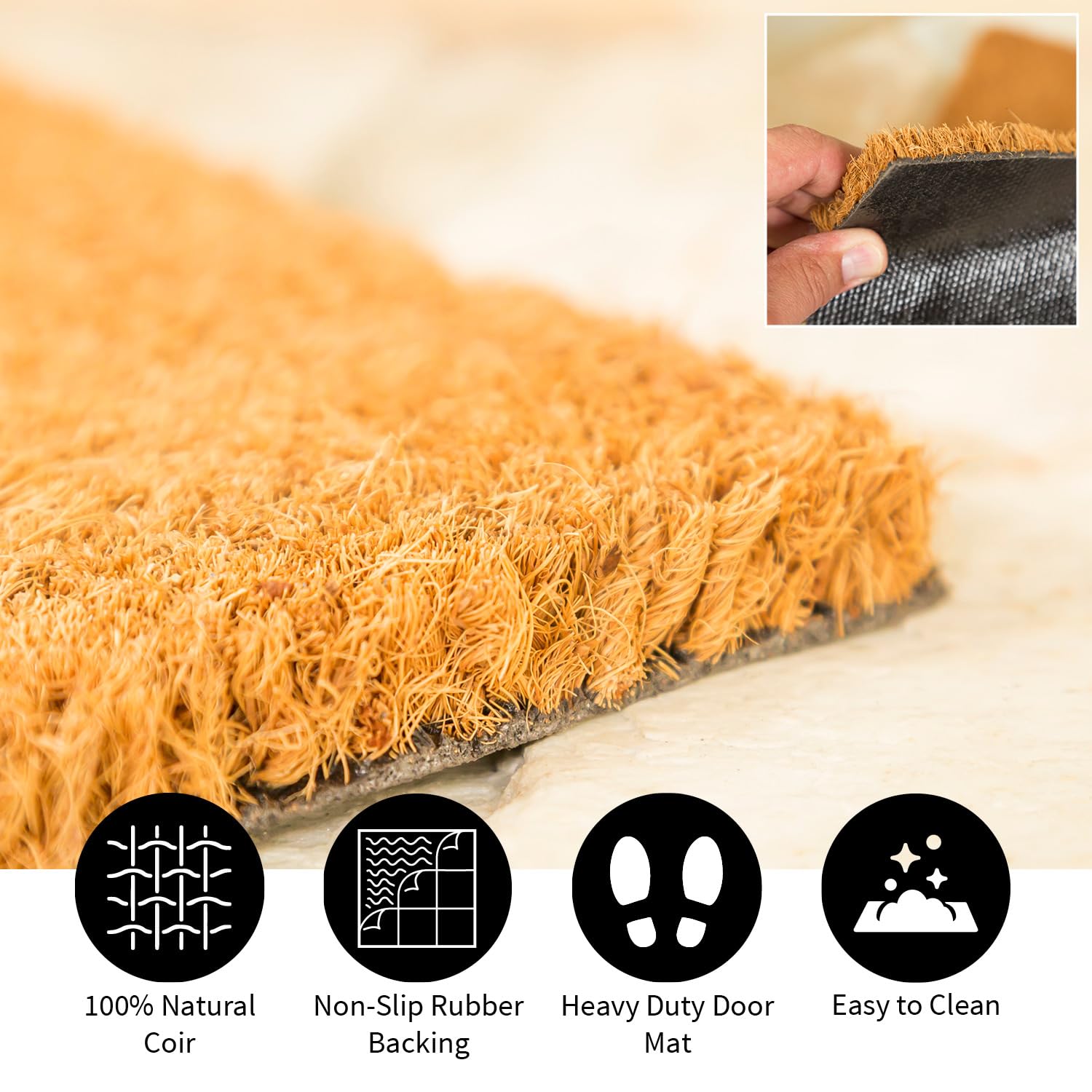 Evergreen Flag rinsing mat with hose demonstrating easy cleaning