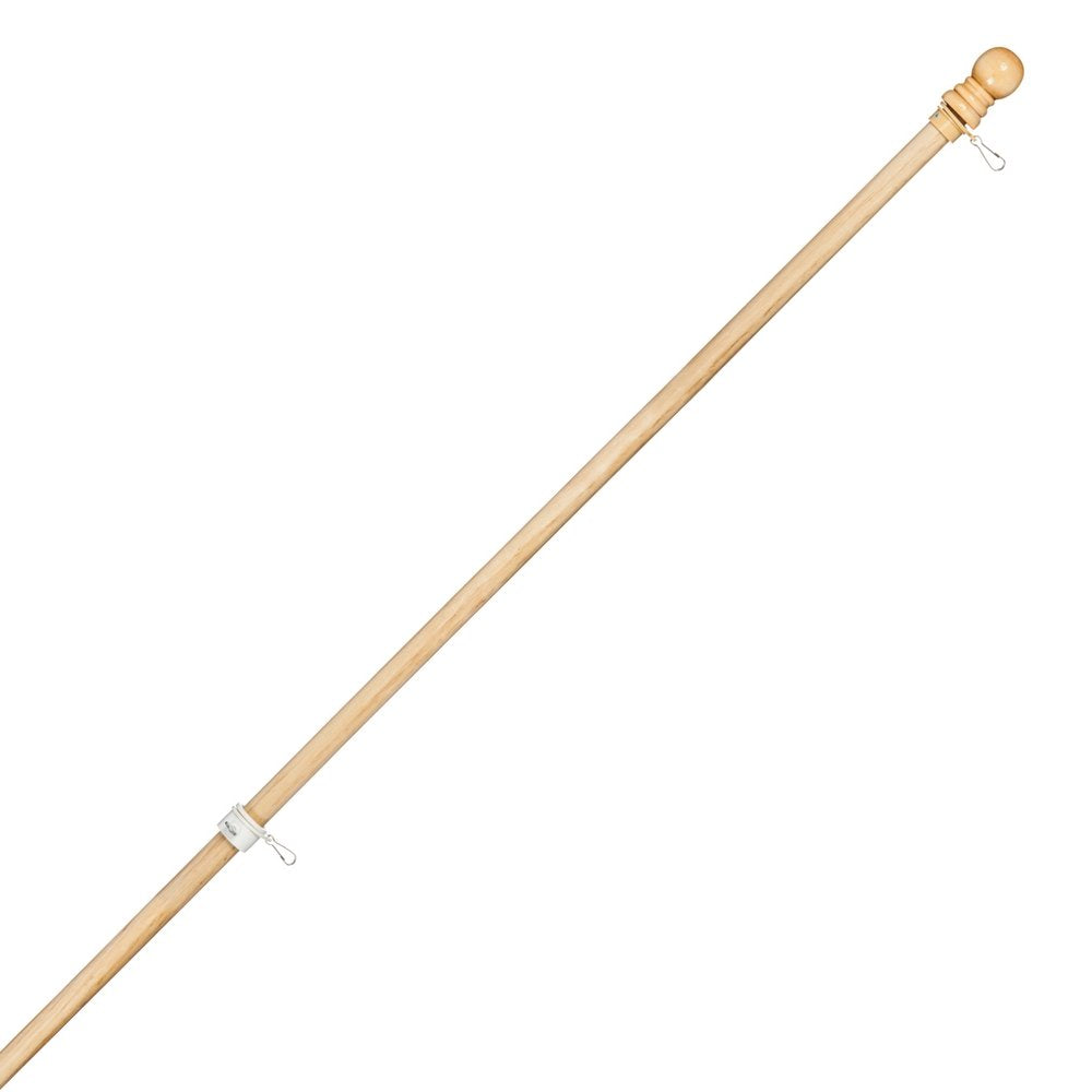 Evergreen Flag detail of adjustable ring clips and spinning anti-wrap tube preventing tangles