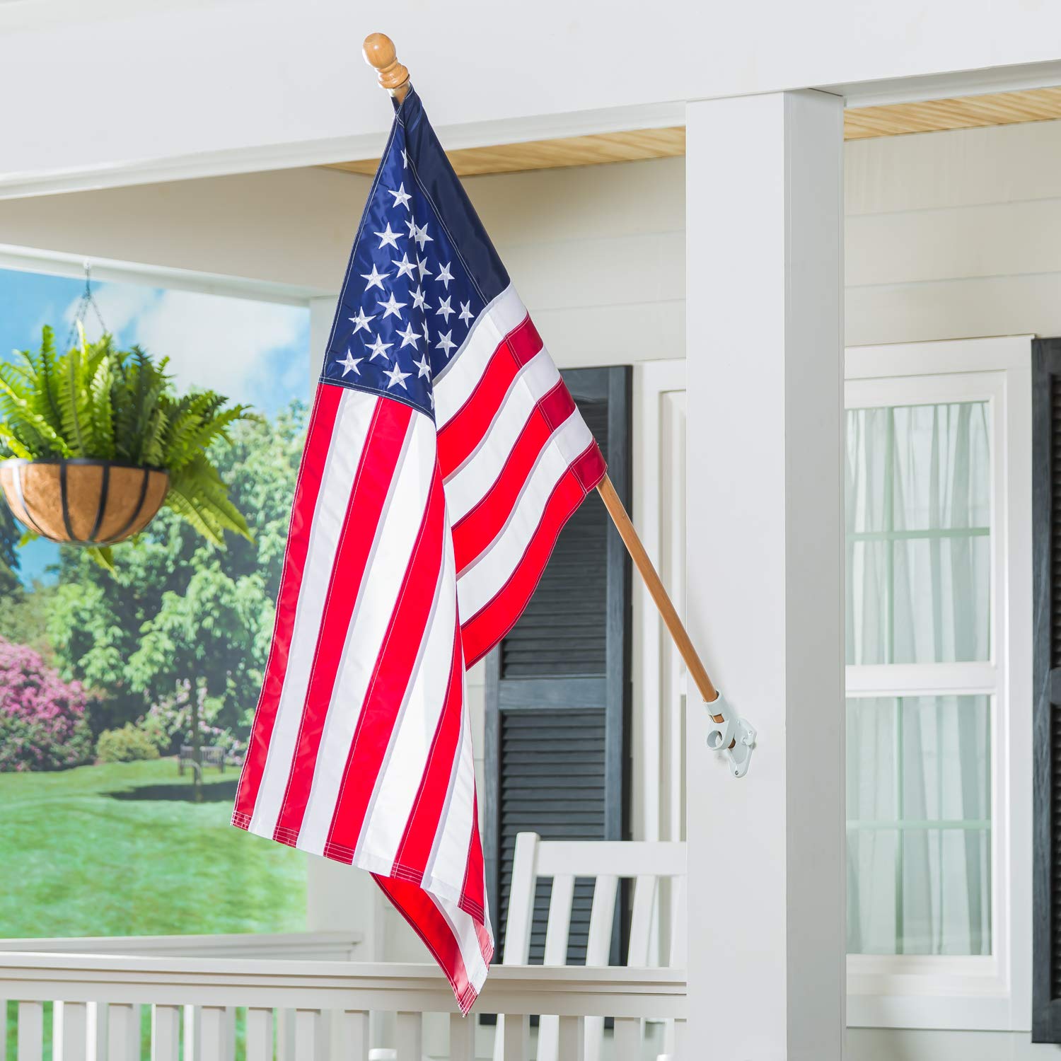 Evergreen Flag front view of 56-inch pole mounted showing classic curb appeal and durability