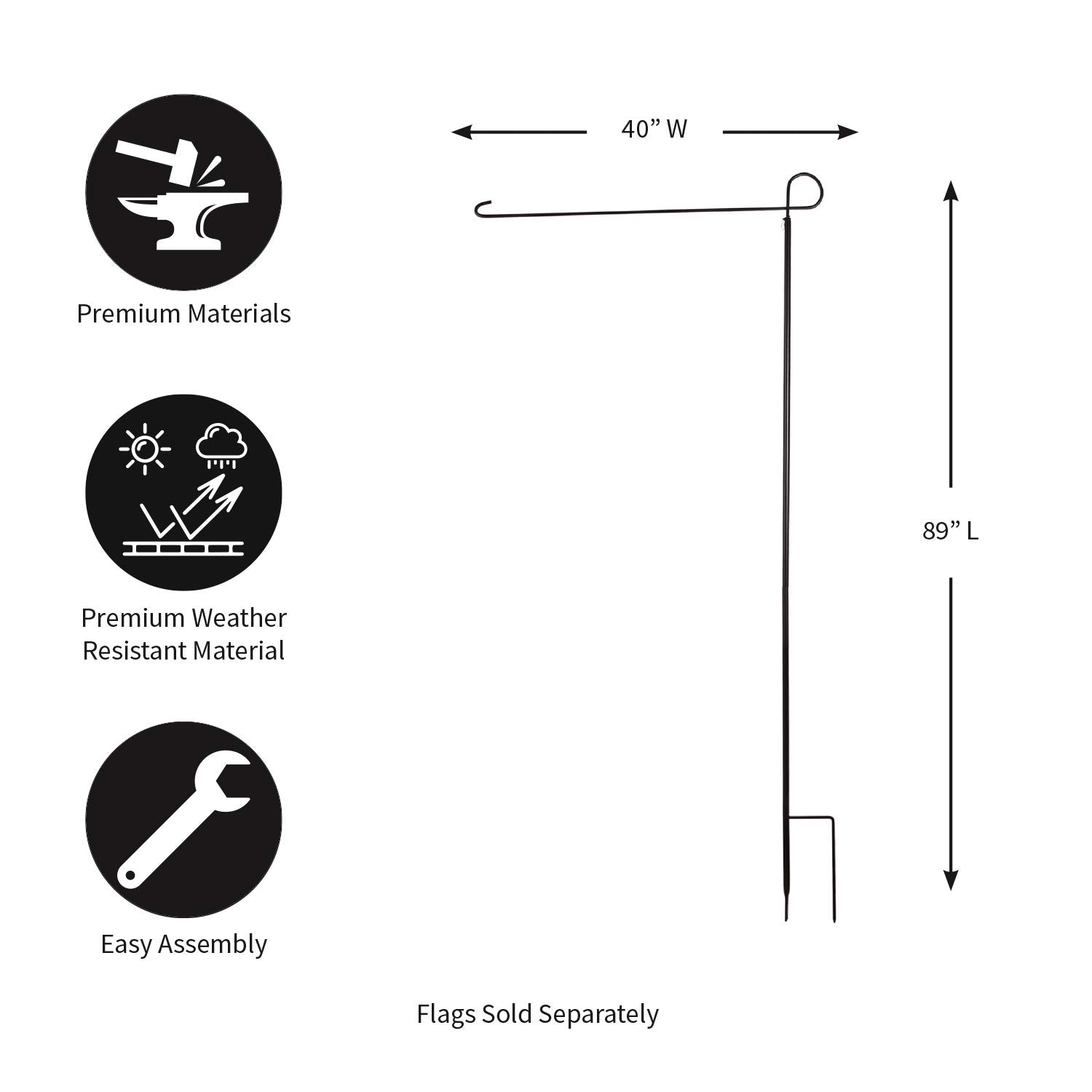Evergreen close-up of top ring clip securing sleeve for stable flag display