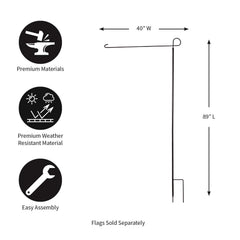 Evergreen close-up of top ring clip securing sleeve for stable flag display