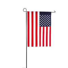 Evergreen flag stand front view showing sturdy black steel and classic silhouette