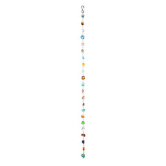 Evergreen Garden front view of colorful rain chain providing decorative water diversion