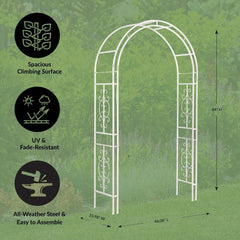 Evergreen Garden close-up of iron lattice detail showing sturdy welded support and plant grip